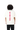 Back of female model in We Are Gods 22 oversized off-white tee – vertical logo print representing bold South African street fashion.