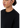 Close-up of female model wearing plain black We Are Gods t-shirt with neckline and gold square earring visible.